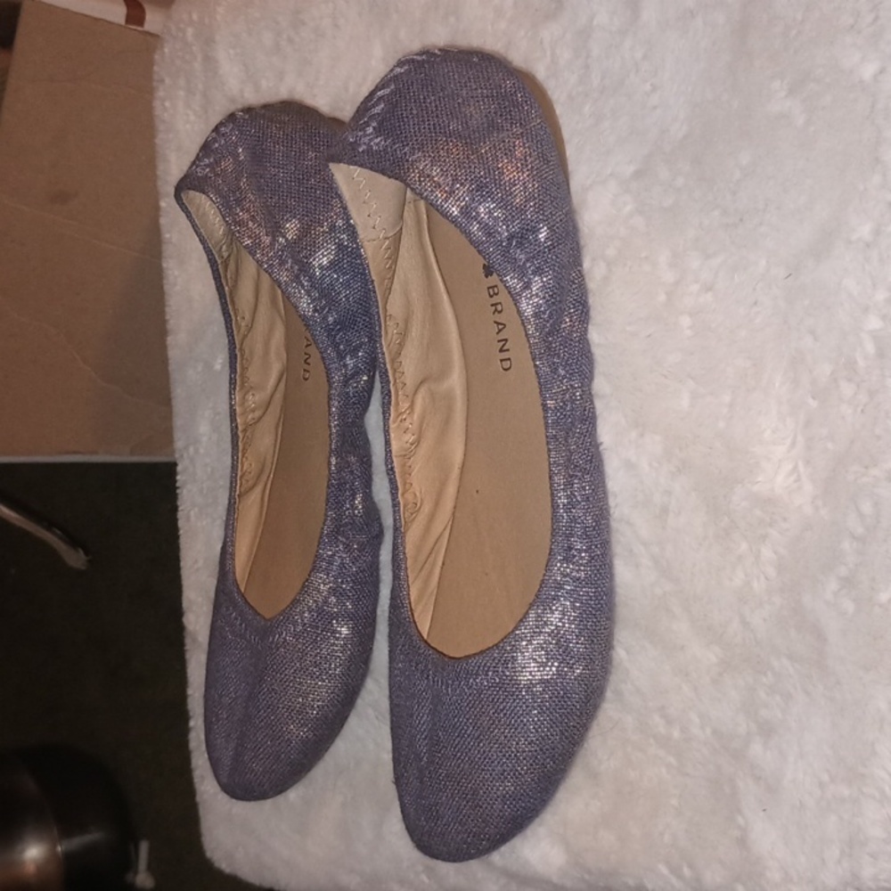Lucky Brand blue canvas with shimmer gold  ballet flats 10M/40 - Picture 4 of 7